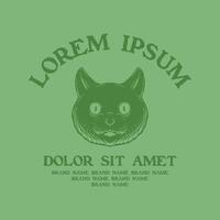 retro silhouette emblem of spooky cat head vector