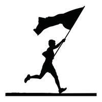 Runner Silhouette Front. A minimal silhouette of a runner holding a flag vector