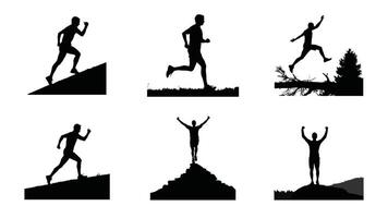 Runner Silhouette Front. Trail Running Challenge Silhouette Pack vector