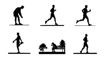 Runner Silhouette Front. Morning Jogging Routine Silhouette Pack vector