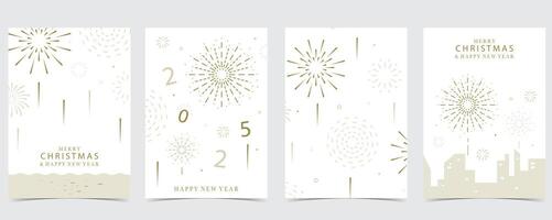 firework happy new year in city with gold outline on white background vector
