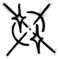 Spray Painted Graffiti stars sparkle icon Sprayed isolated with a white background. graffiti shining burst with over spray in black over white. vector
