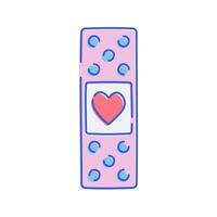 Band Aid with Heart Icon with soft color palette in doodle Illustration style Ideal for health and pharmacy themed designs vector