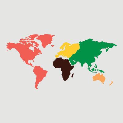Colorful map of World. High detail blank political map