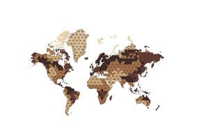 Global geography map composition constructed of coffee bean design elements. coffee bean icons are composed into conceptual international plan. vector
