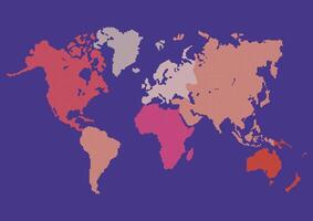 World map background with long shadow and flat design style, clean and modern vector