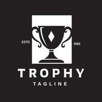 Championship Trophy with Simple Design, Sports Tournament Award Place Icon, Victory Symbol on Dark Background vector