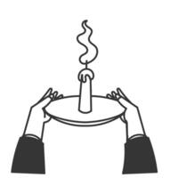 hand holding a plate with a candle on it vector