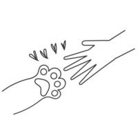 a hand reaching out to a paw with a paw paw vector