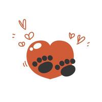 a heart with paw prints and hearts on it vector