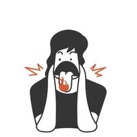 a man with his tongue sticking out and a fire tongue vector