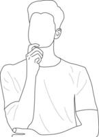 This is a simple one-line illustration of a businessman thinking with the outline of an outline modern illustration. vector