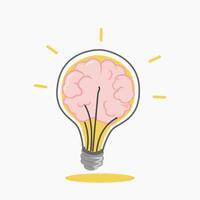 Illustration of Brain Inside Light Bulb with Idea Glow vector