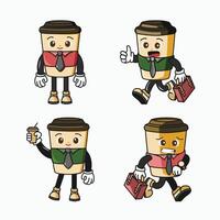 coffee character employee set vector