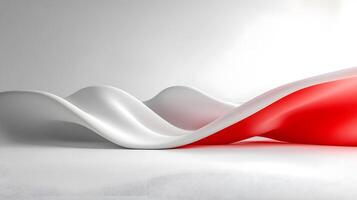 A white and red wave with a white background photo