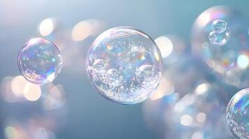 A series of colorful bubbles floating in the air photo