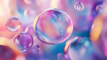 A colorful image of many small bubbles in various colors photo