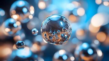 A close up of a bunch of shiny, clear, round bubbles photo