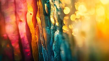 A colorful, abstract image of a wave with a yellow background photo
