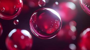 A close up of a red bubble with a blurry background photo