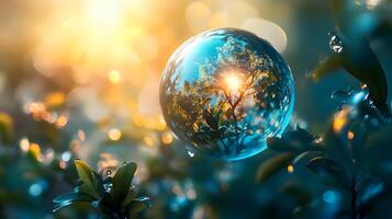 A clear sphere with a tree inside of it photo