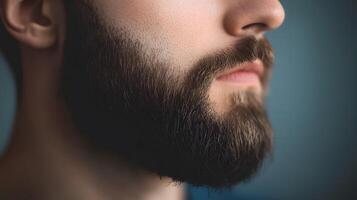 A man with a beard has a mustache and a beard photo