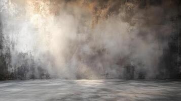 A large, empty room with a wall that is covered in a lot of paint splatters photo