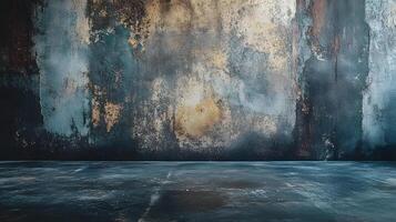 A wall with a lot of paint splatters and a large empty space photo