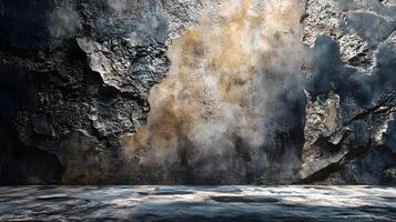 A large rock wall with a lot of texture and a lot of white and brown colors photo