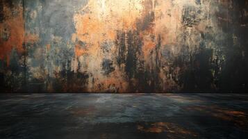 A wall with a lot of paint splatters and a large empty space photo