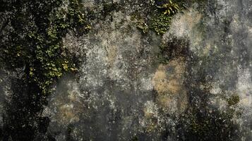 A blurry image of a wall with green moss growing on it photo