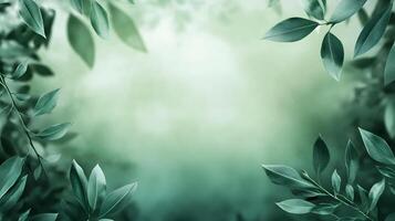 A green leafy background with a leafy tree in the foreground photo