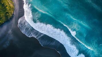 The ocean is calm and the waves are small photo