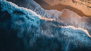 The ocean is calm and the waves are small photo