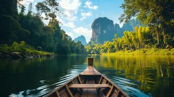 The scene is peaceful and serene, with the water reflecting the trees photo