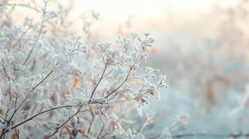 A branch covered in frost and snow photo