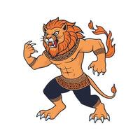 A cartoon lion with a sword in his hand vector