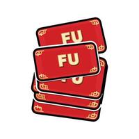 A stack of red cards with the word fu on them vector