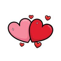 Two hearts with hearts in the middle, one red and one pink vector