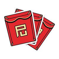 Red envelopes with the word peng in chinese vector