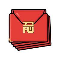 A red envelope with the word fu written on it vector