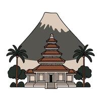 A temple with a mountain in the background vector