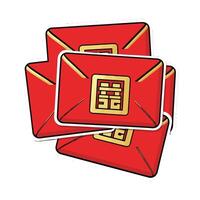 Red envelopes with gold lettering on them vector