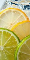 Fresh citrus slices floating in sparkling water create a refreshing summer drink appearance photo