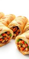 Delicious wraps filled with fresh vegetables and protein ready for a nutritious meal photo