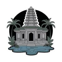 An image of a temple with palm trees vector
