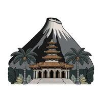 A pagoda in the middle of a mountain vector