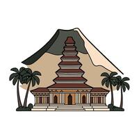 A temple with a mountain in the background vector