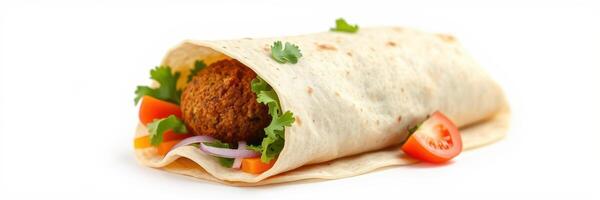 Delicious falafel wrap with fresh vegetables and herbs ready to be enjoyed for a satisfying meal photo