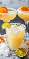 Refreshing cocktails with citrus garnishes served in elegant glasses at a summer gathering photo